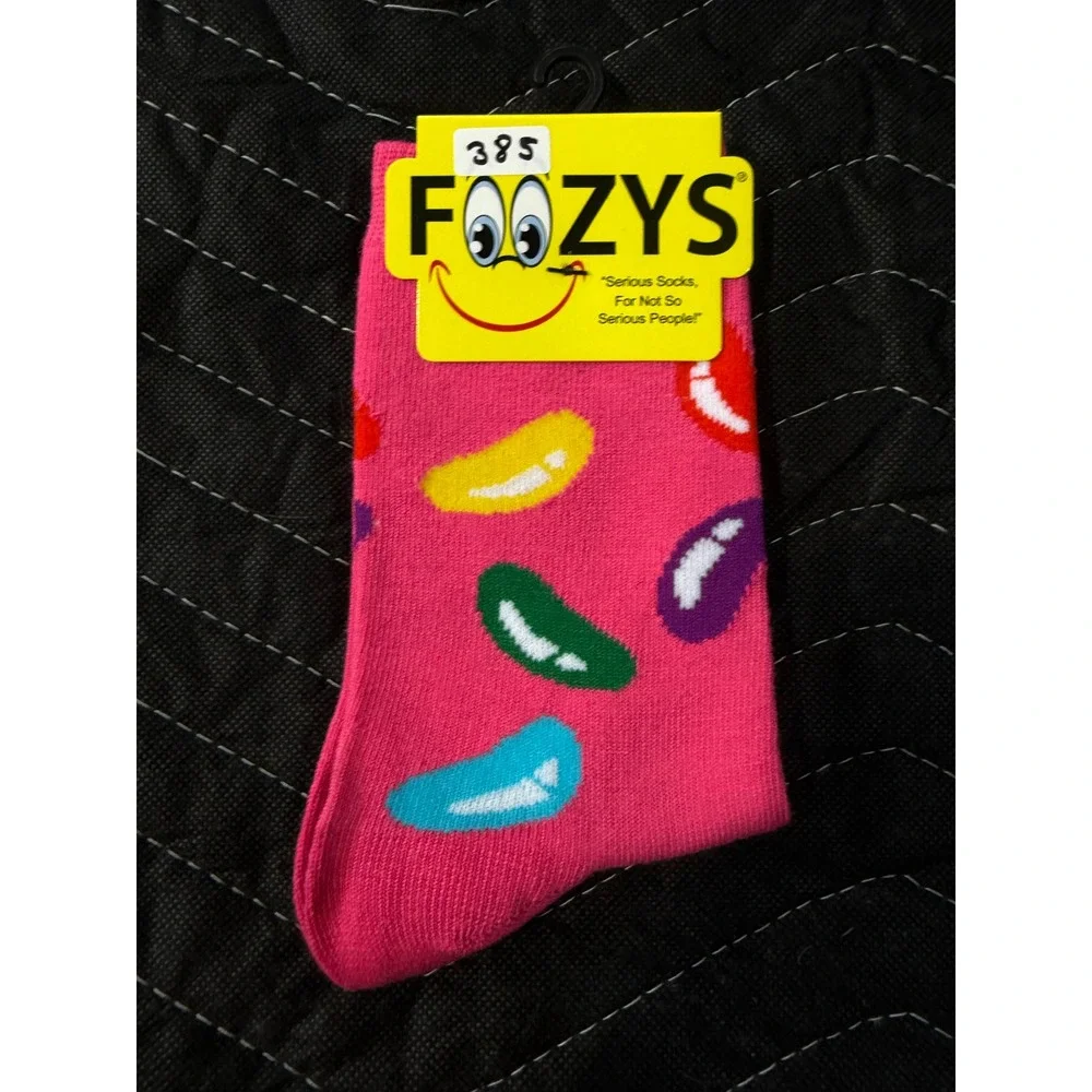 Foozys Crew Socks Women 9-11 Pink NWT Jelly Bean Candy Novelty Print FC-152‎